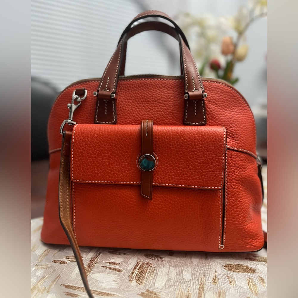 NWOT Dooney & Bourke Cambridge Orange Zip Dome Satchel, $328 MSRP